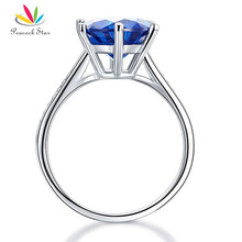 Pavão estrela 3 quilates azul casamento anel de noivado 925 prata esterlina cfr8211 2024 - compre barato
