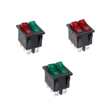Kcd2 interruptor duplo rocker de 6 pinos, 2 peças com luz vermelha verde 20a 125vac 2024 - compre barato