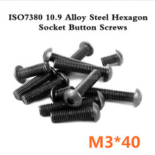 500pcs/lot ISO7380 M3*40  Grade10.9 Alloy Steel Hexagon Socket Button Screws 2024 - buy cheap