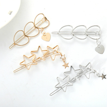 New Fashion Jewelry Hollow Star Hair Clips For Women Pentagram Love Hairpin Women Bridal Hair Accessories Hairgrip Wholesale 2024 - buy cheap