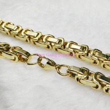 7-40 "joias legais pesadas 316l aço inoxidável 8mm tom dourado bizantina corrente joias masculinas ligação colar ou pulseira 2024 - compre barato