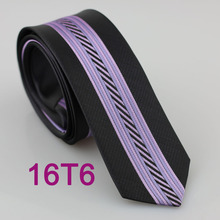 YIBEI Coachella 2015 Jacquard Woven Microfiber Black Slim Tie Lilac Stripe Gravatas Masculinas Skinny Narrow Gentlemen Neckties 2024 - buy cheap