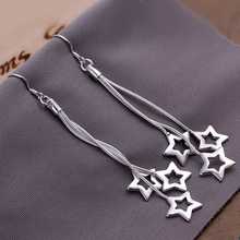 Free Shipping!!Wholesale 925 jewelry silver plated  Earring, silver plated  Fashion Jewelry,Triple Hollow Star Earrings SMTE161 2024 - buy cheap