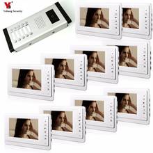 Yobang Security 7 Inch Wired Video Door Phone Visual Intercom Doorbell with 10*Monitor+1* Camera For 10 Units Apartment 2024 - buy cheap