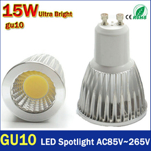 Gu10-refletor led cob de alta potência, 9w, 12w, 15w, 85-265v, branco quente/frio, substitui lâmpada halógena de 30w/50w/70w 2024 - compre barato