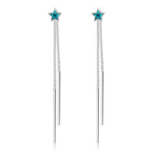 Pendientes de plata de ley 925 con forma de estrella azul para mujer, aretes largos con flecos, joyería Original, regalo antialérgico 2024 - compra barato