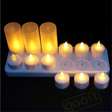 12 pieces Yellow Flickering led kaarsen oplaadbaar ,cool white velas led ,battery color changing bombillas led for massage 2024 - buy cheap