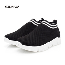 SWYIVY Sneakers Women 2018 New Slip-on Women Socks Shoes Mesh Breathable Flat Heel Women Running Sport Shoes Comfortable 2024 - buy cheap