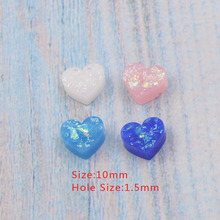 Fnixtar 10mm amor sintético con forma de corazón ópalo piedra materiales mujeres hecho a mano DIY collar joyería agujero tamaño 1,5mm 20 unid/lote 2024 - compra barato