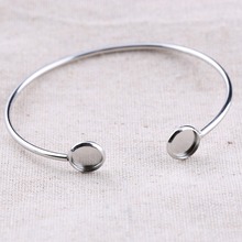 5pcs Stainless Steel Cuff Bracelet Blanks Fit 8mm 10mm 12mm Cabochon Base Setting Trays Diy Bangle Bezels 2024 - buy cheap