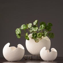 Vaso de cerâmica branco para ovo, vaso simples de cerâmica com flores criativas para decoração da moda de casa, sala de estar, vaso de decoração para armário de tv 2024 - compre barato