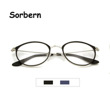 Оправа для оптических очков из сплава винтажные круглые очки мужские и женские корейские очки брендовая дизайнерская оправа для близорукости Oculos De Grau 2024 - купить недорого