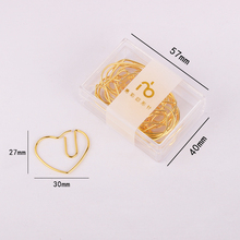 Ouro amor coração clipe de papel de aço inoxidável clipe de pino dourado adorável kawaii papelaria clipes de papel marcador de ouro acessórios kawaii 2024 - compre barato