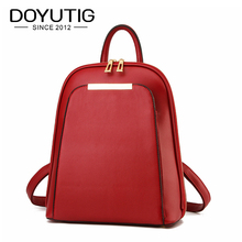 European Women Backpack High Quality Women's PU Leather Red Backpacks For Teenage Girls Schoolbags & Business Backpacks E001 2024 - buy cheap