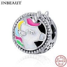 INBEAUT 100% Real 925 Sterling Silver Lovely Colorful Animal Shaped Enamel Beads Female Cute Lamb Charm fit Brand  Bracelet 2024 - buy cheap