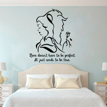 Bedroom Decor Beauty Princess Vinyl Wall Decal Love Gift Wall Sticker Removable Falling Rose Wall Poster  Beast Stickers  AZ153 2024 - buy cheap