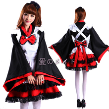 Lolita Sweet Furisode Kimono Maid Apron Dress Outfit Anime Cosplay Costumes 2024 - buy cheap