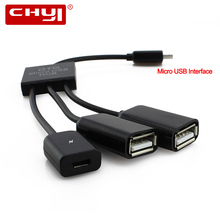 Micro USB OTG Hub Male to Female Double  3 Ports USB 2.0 Host Splitter Adapter USB Cable Converter Extender For Android Phone 2024 - buy cheap