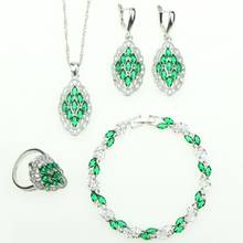 Green Cubic Zirconia White Crystal Jewelery 925 Sterling Silver Jewelry Sets For Women Earrings/Pendant/Necklace/Ring/Bracelet 2024 - buy cheap