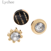Lychee life 10 peças botões redondos de cristal botões liga de strass botão de camisa diy botão de óleo de ponto de costura material 2024 - compre barato