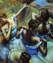 Hand-painted Impressionist Ballet Girls Painting Home Decoration Blue Dancers by Edgar Degas Figure Oil Painting Canvas Arts 2024 - buy cheap