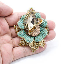 Vintage Romantic Jewelry Artificial Crystal Rhinestone Flower Rose Brooch Pins Pendant 5840 2024 - buy cheap