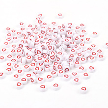 Fashion Jewelry Love Heart Acrylic Flat Round Beads for DIY Craft Jewelry Making 100pcs 7x4mm 2024 - buy cheap