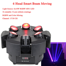 2022 New Arrival LED 6 Head Smart Beam Moving RGBW 17/38CH DMX Stage Lights Dj Led Moving Head Beam Light 2024 - buy cheap