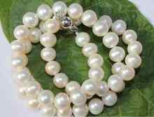 gorgeous 9-10mm south sea round white pearl necklace 18inch 925s 2024 - buy cheap