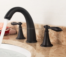 Basin Faucet Oil Rubbed Bronze 3 Hole Bathroom Sink Faucet Deck Mounted Cold Hot Vintage Sink Faucet Mixer Tap Nhg081 2024 - buy cheap