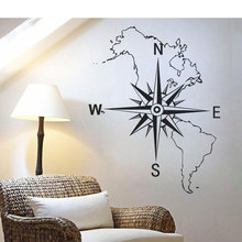 Mapa de América del Norte y América del Sur, brújula, pegatina de pared, Mural, habitación de niños y adolescentes, vinilo decorativo, StickerZNZ14 2024 - compra barato