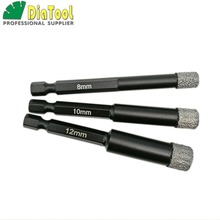 DIATOOL 3pcs 8mm+10mm+12mm Vacuum Brazed Diamond Core Bits Qucik Fitting Shank, Dry Drilling Bits Professional Quality Hole Saw 2024 - buy cheap