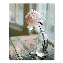 Única rosa flores de rosa pintadas por números pintura a óleo em tela decoração de casa arte de parede pintura acrílica 40x50cm flor de flora 2024 - compre barato