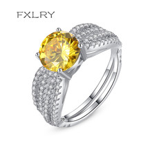 FXLRY nueva personalidad moda mujer color plata Micro incrustaciones zirconia moda geométrica anillo boda joyería 2024 - compra barato