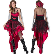 Vampiro Rainha Bruxa Traje Vestido Trajes de Halloween para As Mulheres Cosplay Sexy Preto Gothic Lolita Fantasia Vestido Traje Do Carnaval 2024 - compre barato