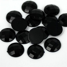 Pedras de strass redondas com facetas 6-30mm, strass acrílico plano, cor preta, para artesanato manual, decoração de arte, faça você mesmo 2024 - compre barato