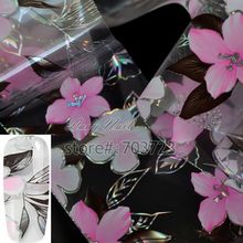 Розовый цветок лилии стиль дизайн ногтей переводная фольга бумажный наконечник стикер ногти Ремесло Украшение Новый модный дизайн GL117 2024 - купить недорого