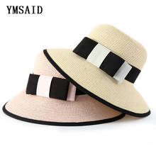 Ymsaid 2018 New Fashion Straw Hat Summer Hat Women Beach Sun Hats Bow Wide Brim Caps Ladies Headwear 2024 - buy cheap
