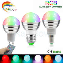 5W rgb bulb E27 E14 GU10 MR16 LED Bulb Light Stage Lamp 16 Colors with Remote Control Led Lights for Home AC 85-265V rgb lamp 2024 - buy cheap