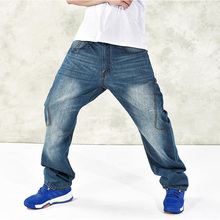 Новые мужские свободные джинсы хип-хоп, джинсы для скейтборда, мешковатые брюки, джинсовые брюки, мужские джинсы в стиле хип-хоп, большие размеры 2024 - купить недорого