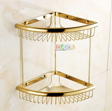 Luxury Gold Finish Bathroom Accessories Shower shampoo&Cosmetics Shelf  Basket Holder/Brass Material Dual Design Corner Shelves 2024 - buy cheap