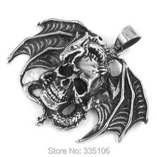 Personality Pterosaur Skull Pendant Stainless Steel Jewelry Large Gothic Skull Biker Men Pendant SWP0250A 2024 - buy cheap