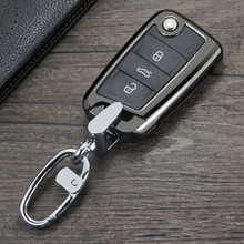 Capa de chave em couro e liga de zinco, capa protetora para vw golf 7 mk7 skoda octavia a7 nova chave polo, acessórios para carro 2024 - compre barato