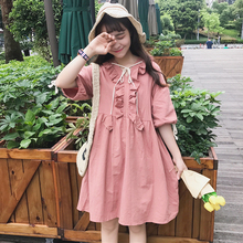 Spring and summer new women's Japanese soft sister loose cute girl long section lace student dress 2024 - buy cheap