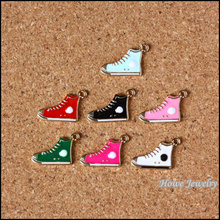 Wholesale 80 pcs Enamel Alloy Gold-color Jewelry Mixed Shoes Pendants charms for bracelet necklace DIY jewelry making JC-742 2024 - buy cheap