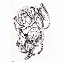 Розовые часы боди-арт водонепроницаемые Временные Татуировки Сексуальные облегающие руки татуировки розы для женщин флэш-татуировки наклейки 2024 - купить недорого