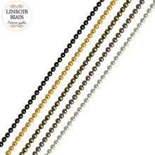 10 м/лот LINSOIR, цепочка из шариков 2,4/3,2 мм для изготовления бижутерии, браслетов, ожерелий, золотистого/серебристого/черного цвета 2024 - купить недорого