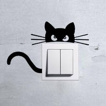 Новое поступление милый кот настенный стикер для выключателя домашний декор наклейка розетка паста украшение дома Наклейка на стену 2024 - купить недорого