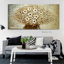 New handmade large Modern Canvas on Oil Painting 3D Palette knife Tree Flowers Paintings Home Decor living room Wall Art Picture 2024 - buy cheap