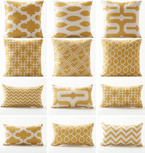 Yellow Geometric Linen Pillow Cover Anchor Seahorse StarFish Cushion Cover Home Decorative Pillow Case 45x45cm/30x50cm 2024 - buy cheap